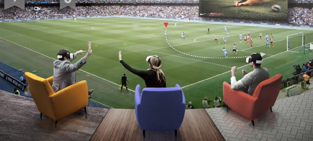 Estádio futurista metaverso interior arena esportiva de alta tecnologia